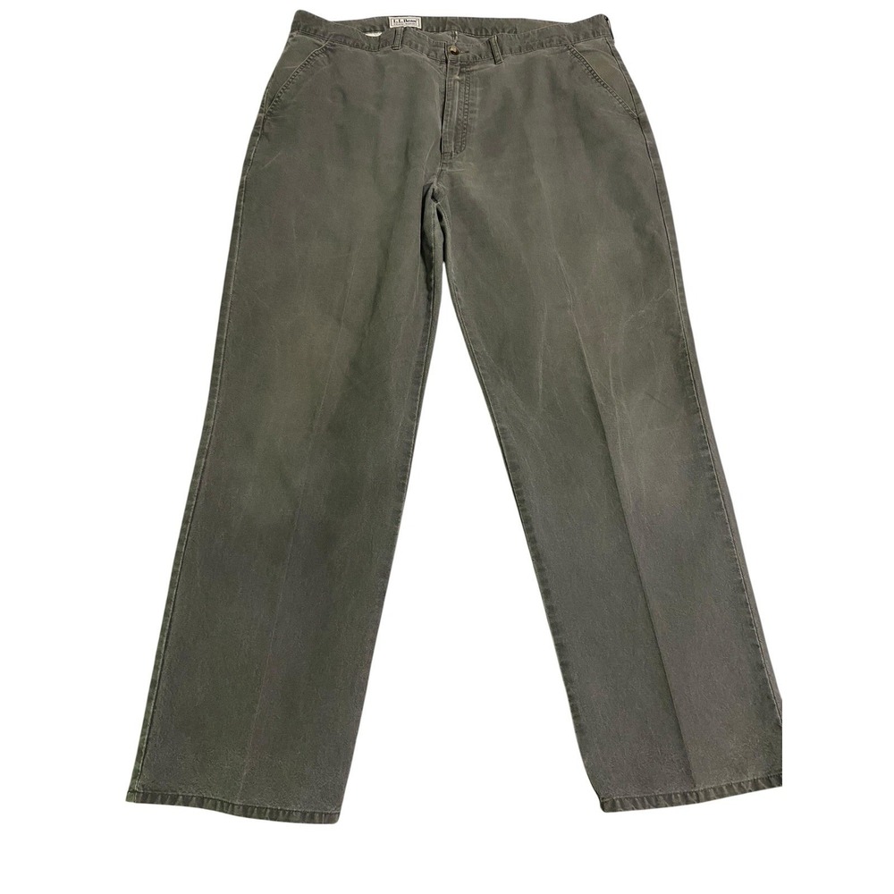LL Bean Tropic Weight Chino Pants Mens 38x30 Green Khaki 100% Cotton F8911X